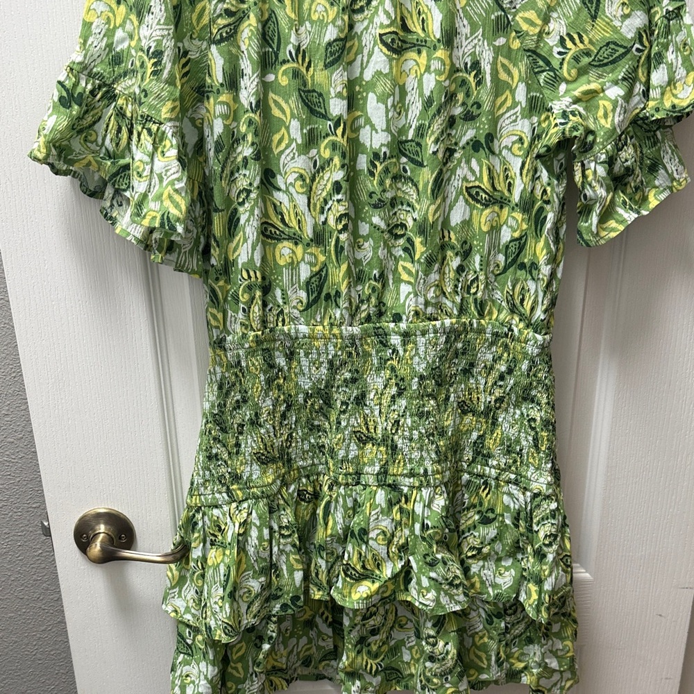 Aerie Green, white, & yellow printed fun dress - Picture 8 of 9